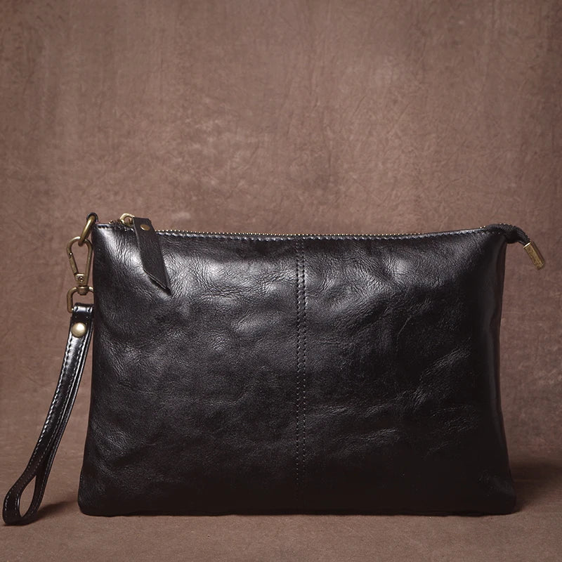 GURO High Quality Men's Real Leather Clutch Luxury Designer Money Pouch Casual Business Handbag Armpit Bag Portable Wristlet Bag - Chicchar Fashion