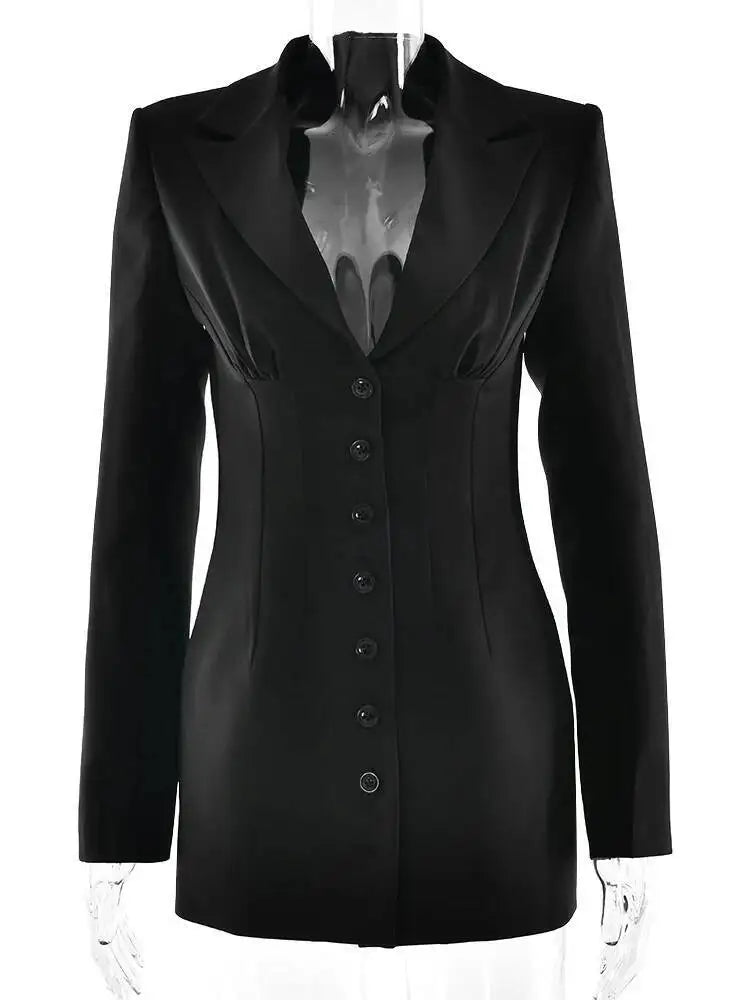 Notched Collar Blazer Dress