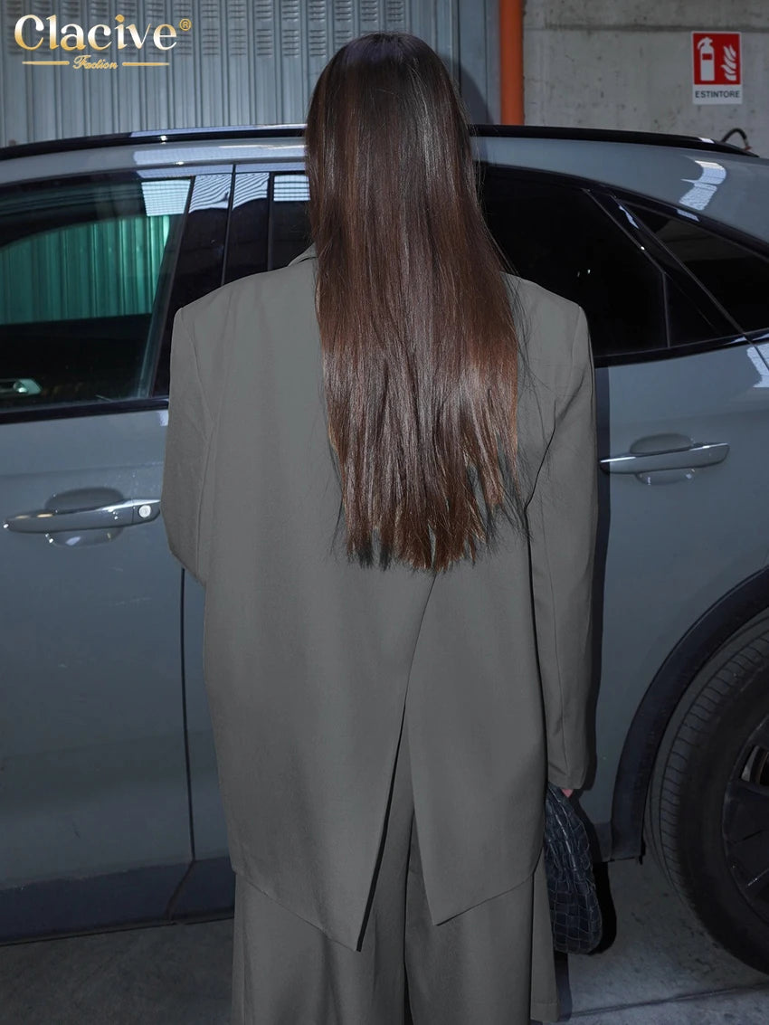 Gray Blazer High-Waist Shorts