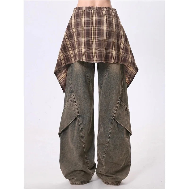 Blue Y2K Baggy Cotton Jeans