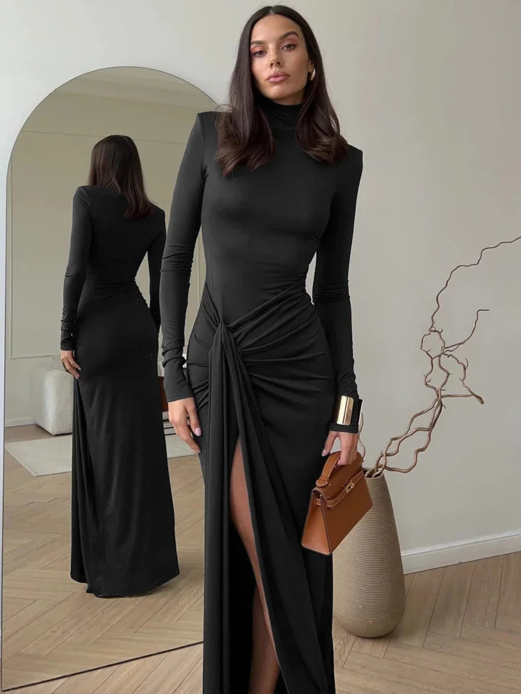 Turtleneck Bandage Maxi Dress