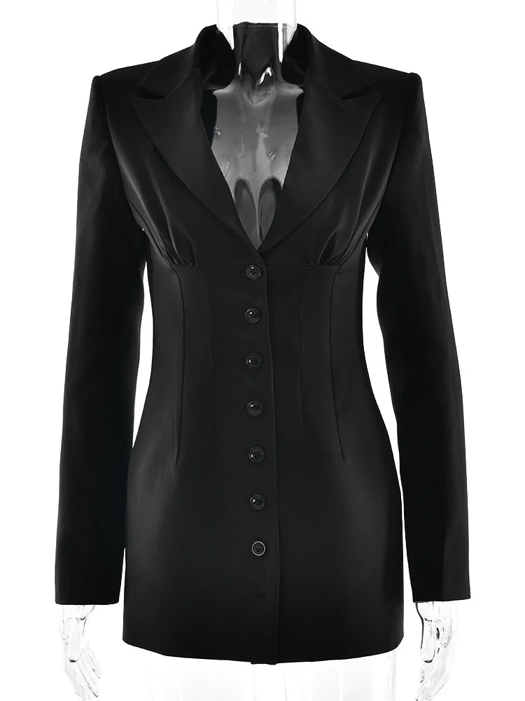 V-Neck Blazer Dress Black