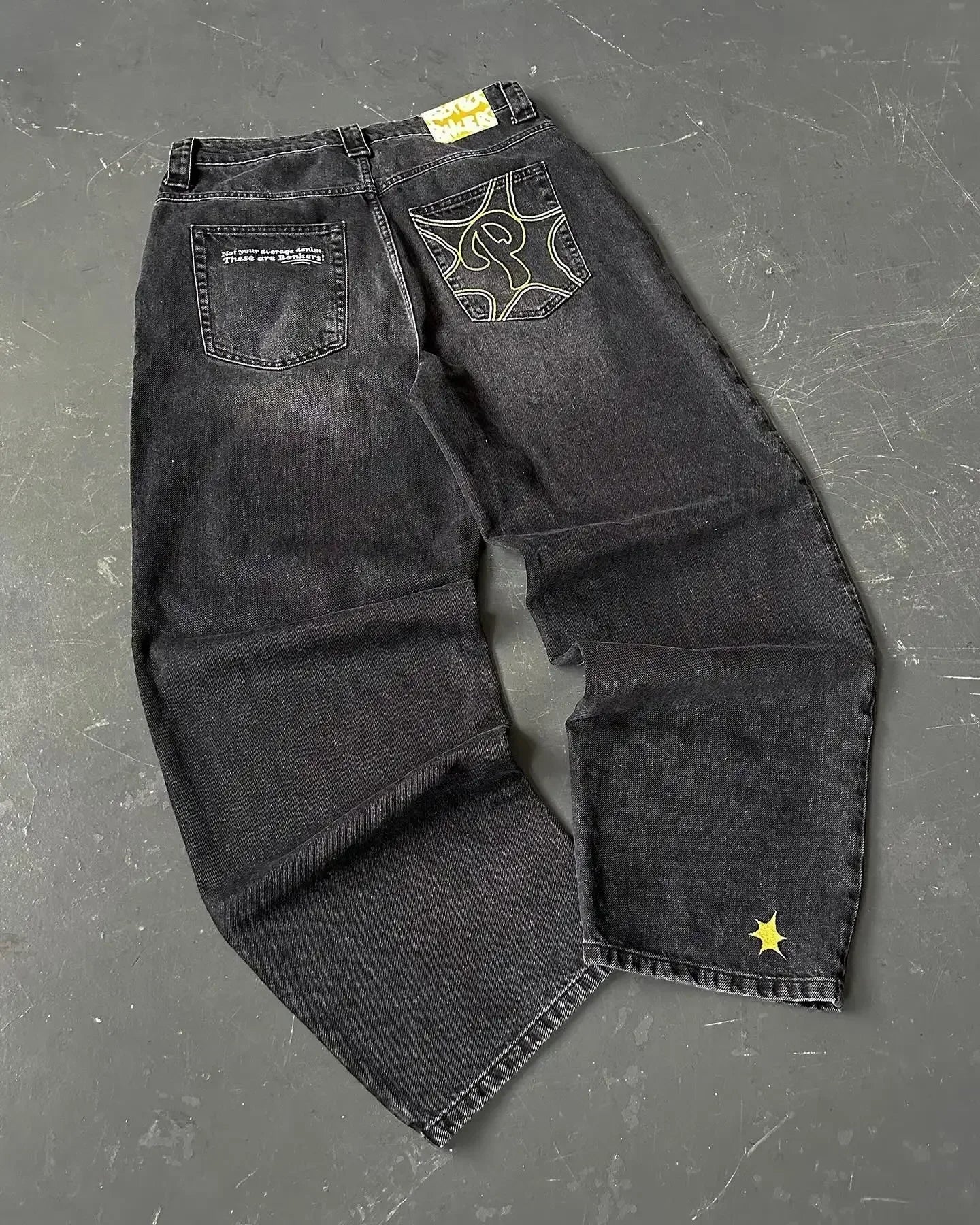 Baggy Embroidered Denim Jeans