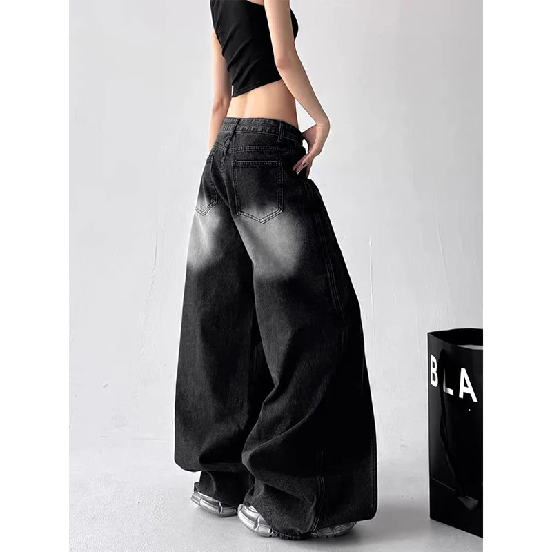 Black Wide-Leg Y2K Jeans