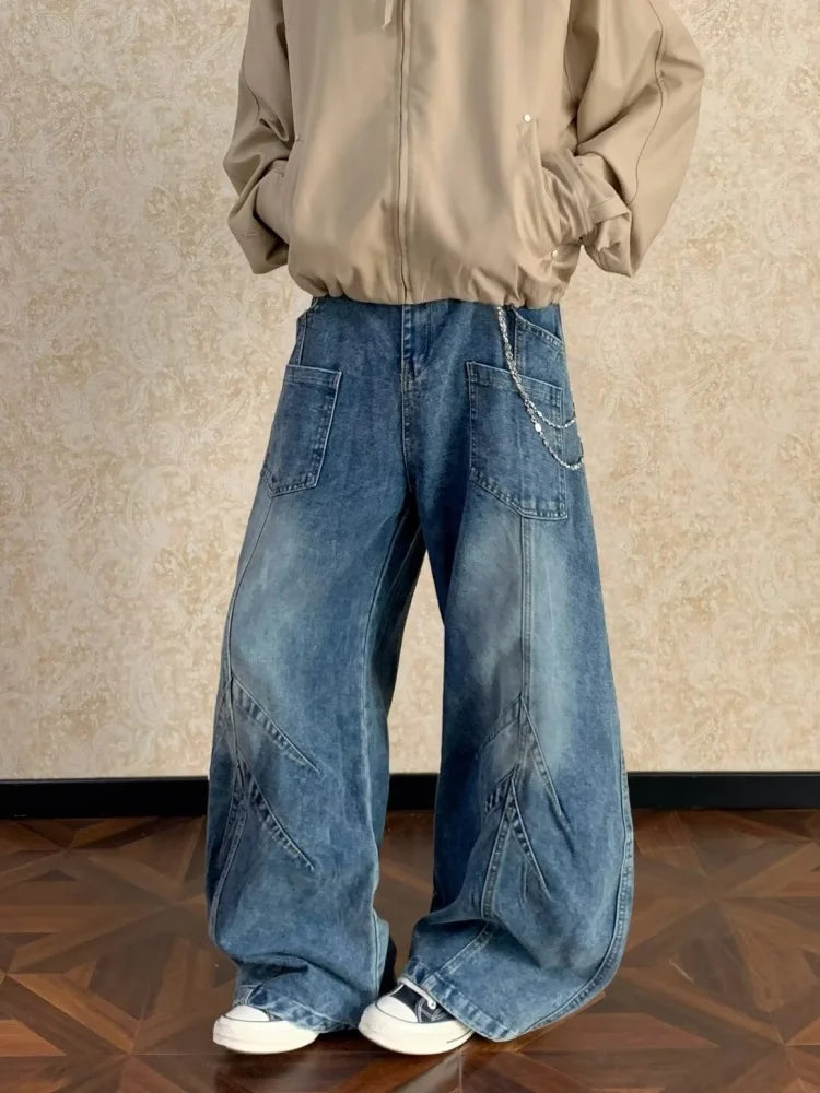 Patchwork Baggy Cotton Jeans