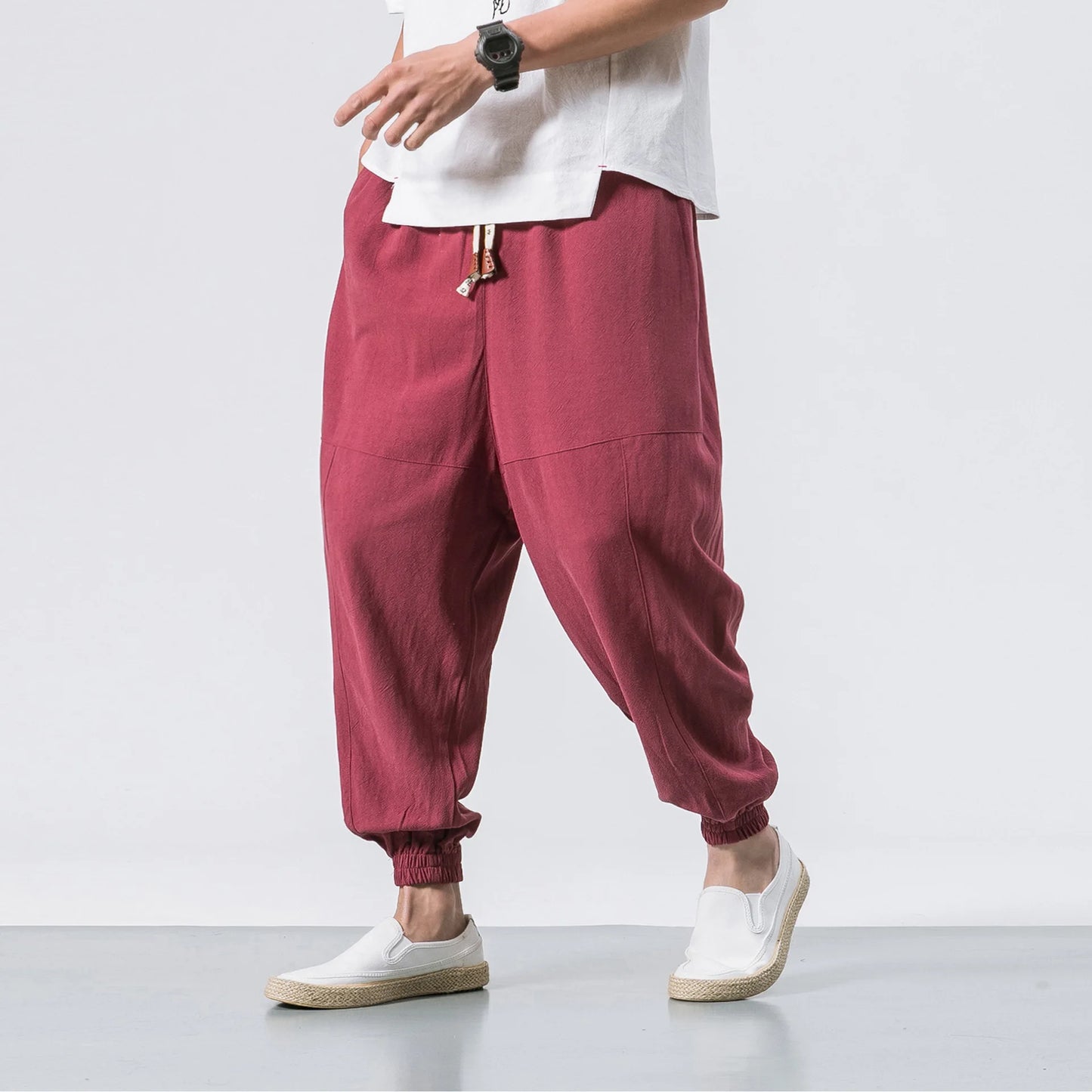 Loose Cotton Harem Pants Men