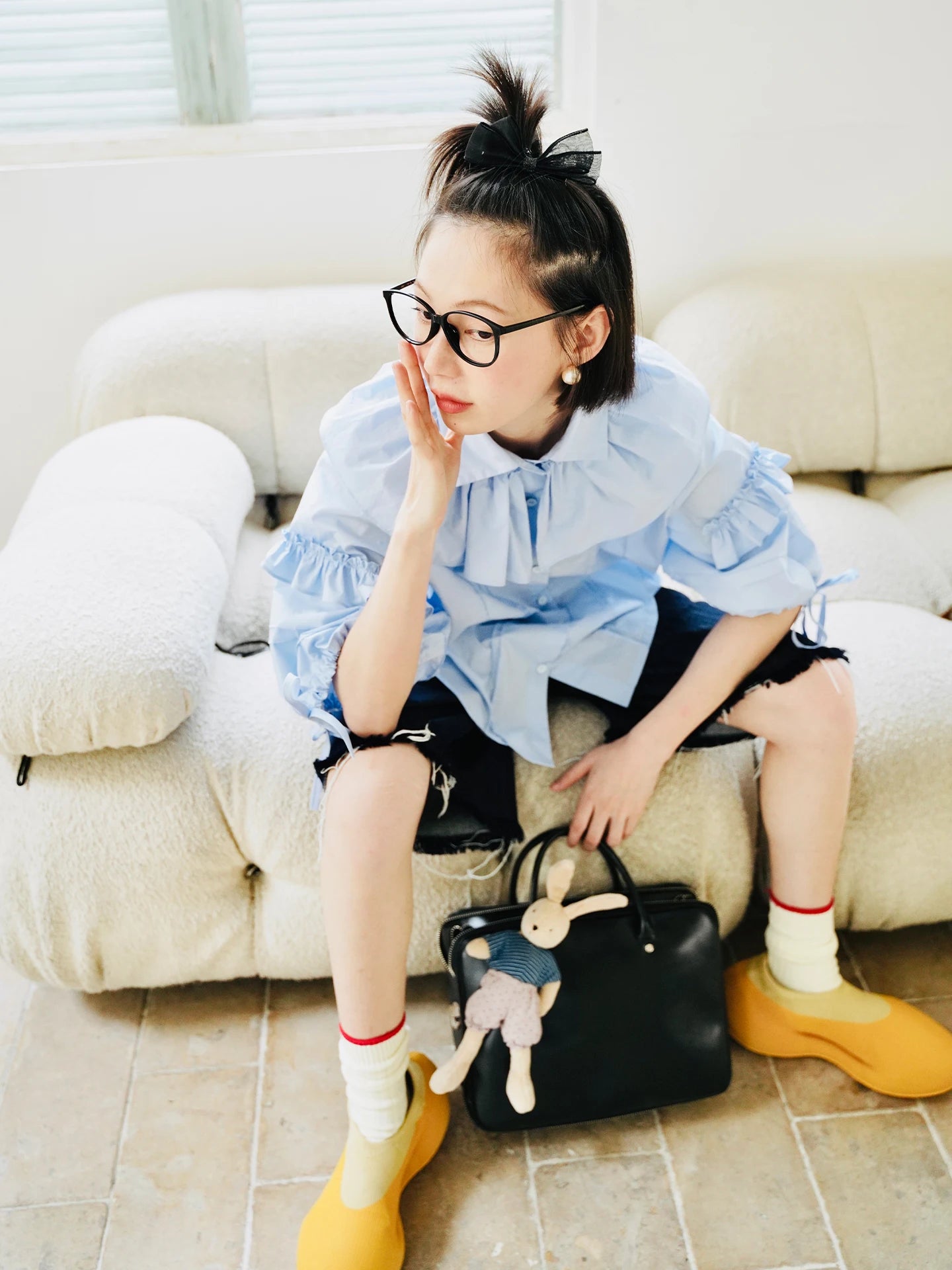 Loose Denim Knee-Length Shorts