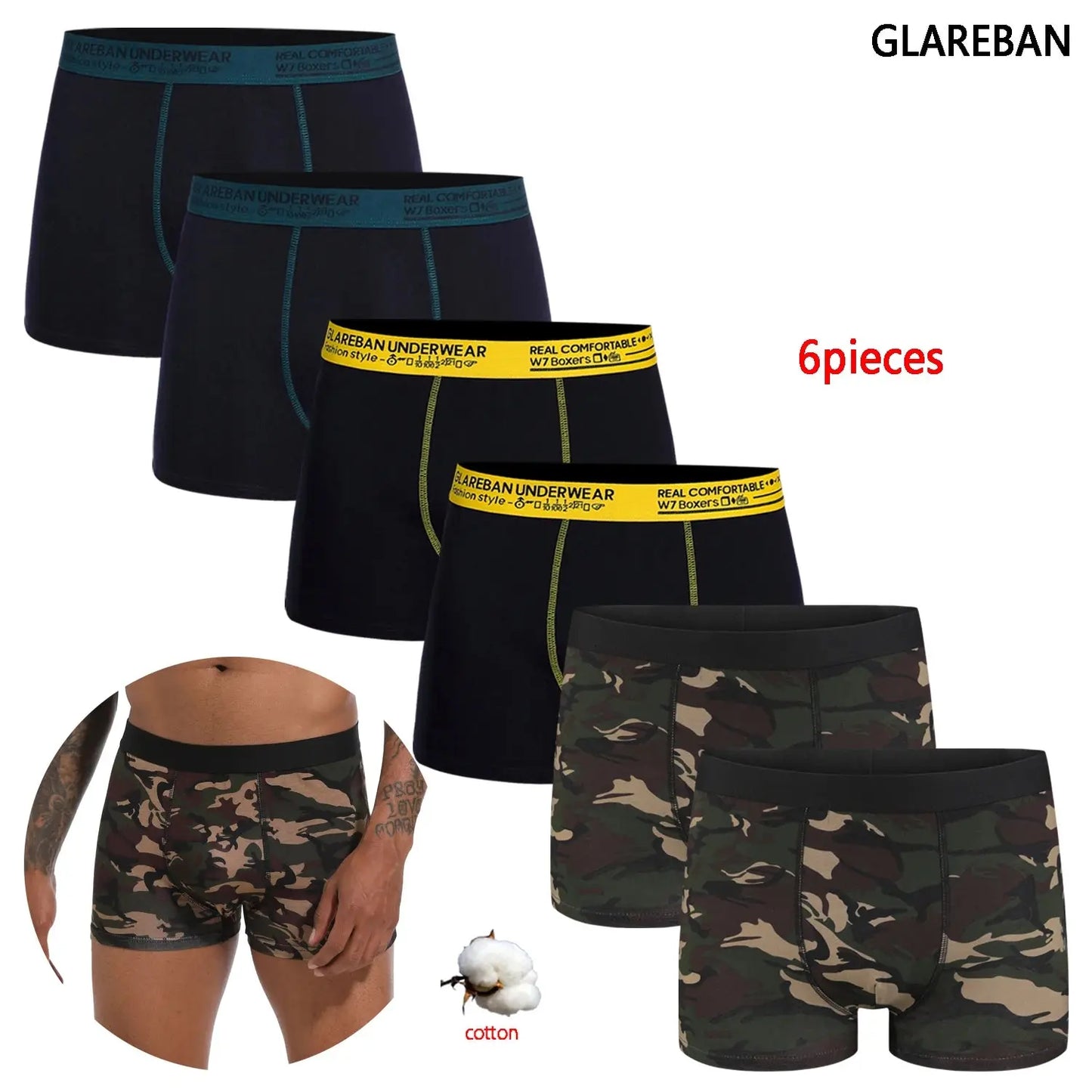 6-Pack Cotton Boxer Shorts Chicchar Fashion