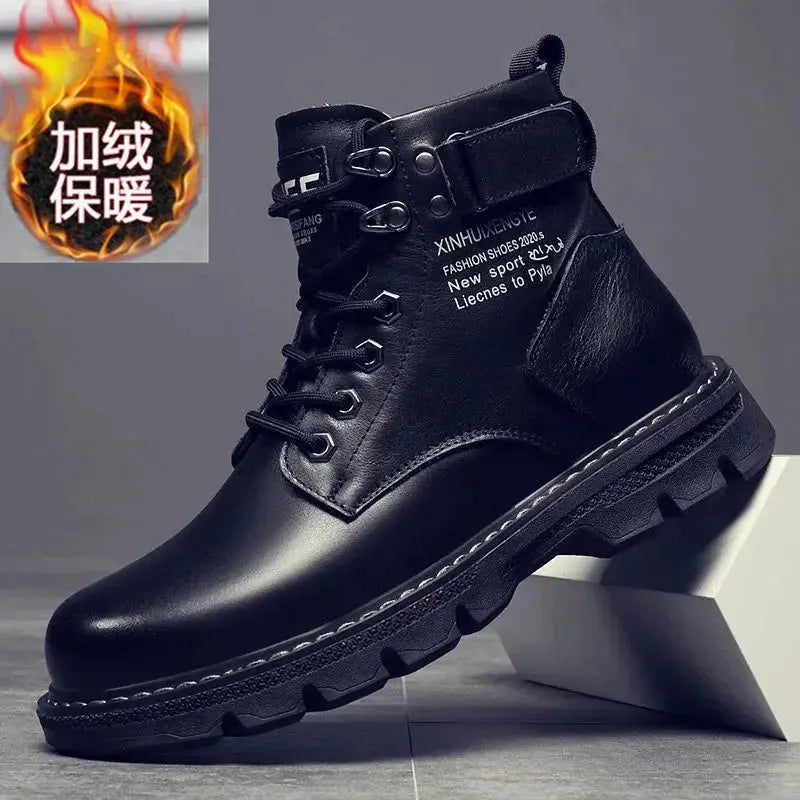 Ankle Boots for Man PU Leather Men's Sports Shoes Autumn Winter Comf High-top Timberland Boot Casual Outdoor Men Motorcycle Boot Chicchar Fashion
