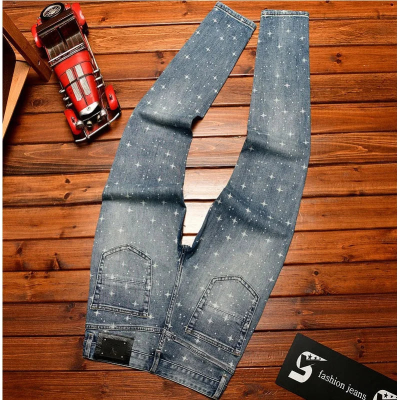 Flash Print Ankle Stretch Jeans