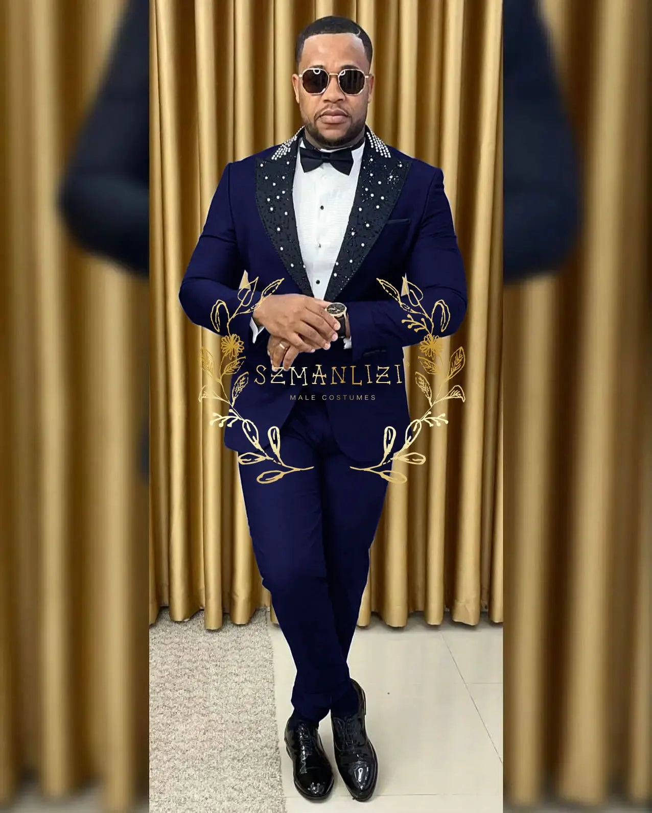 Black Beaded Lapel Tuxedo