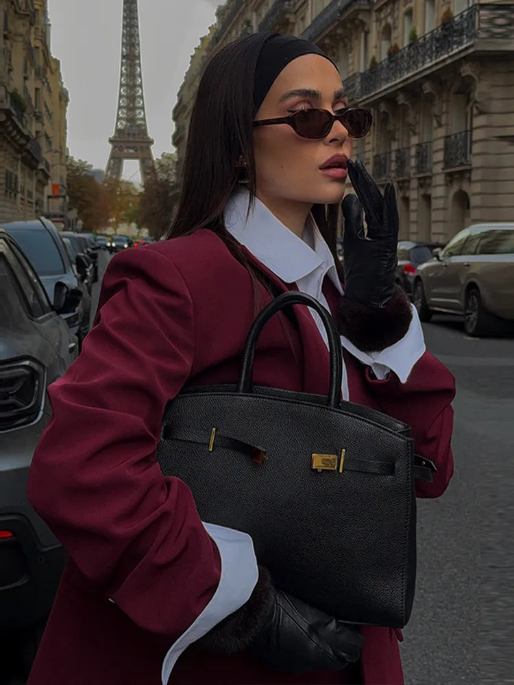 Red Polyester Two-Piece Set