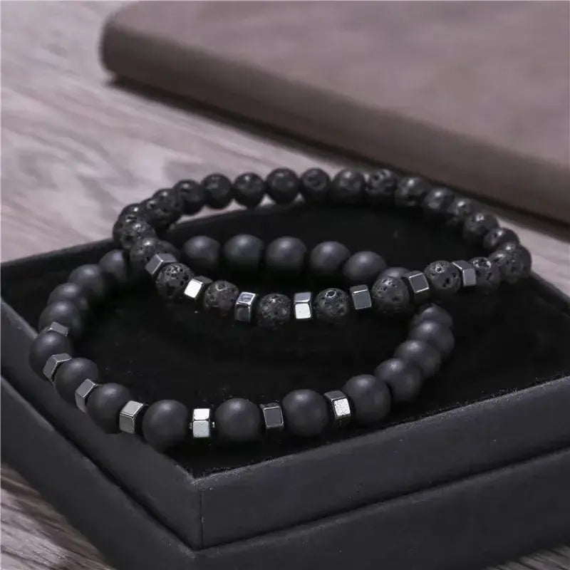 Lava Stone & Tiger Eye Bracelet Set - Chicchar Fashion
