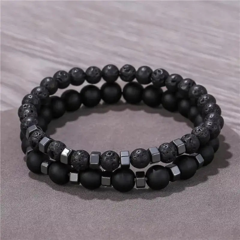 Lava Stone & Tiger Eye Bracelet Set - Chicchar Fashion