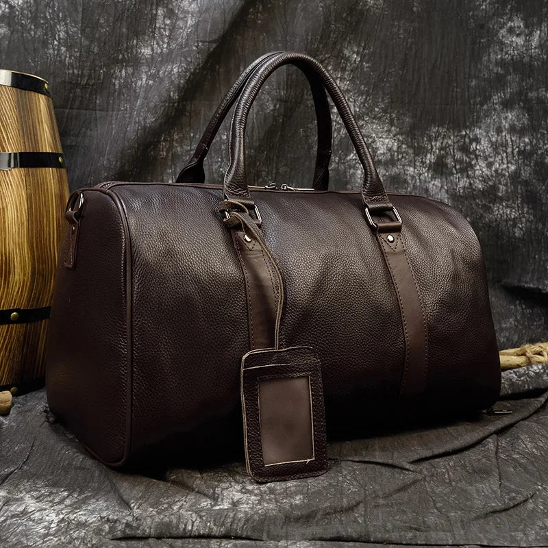 Opulent Voyage: Unisex Leather Travel Duffle Bag