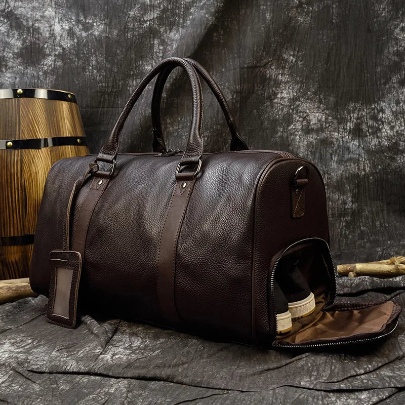 Opulent Voyage: Unisex Leather Travel Duffle Bag