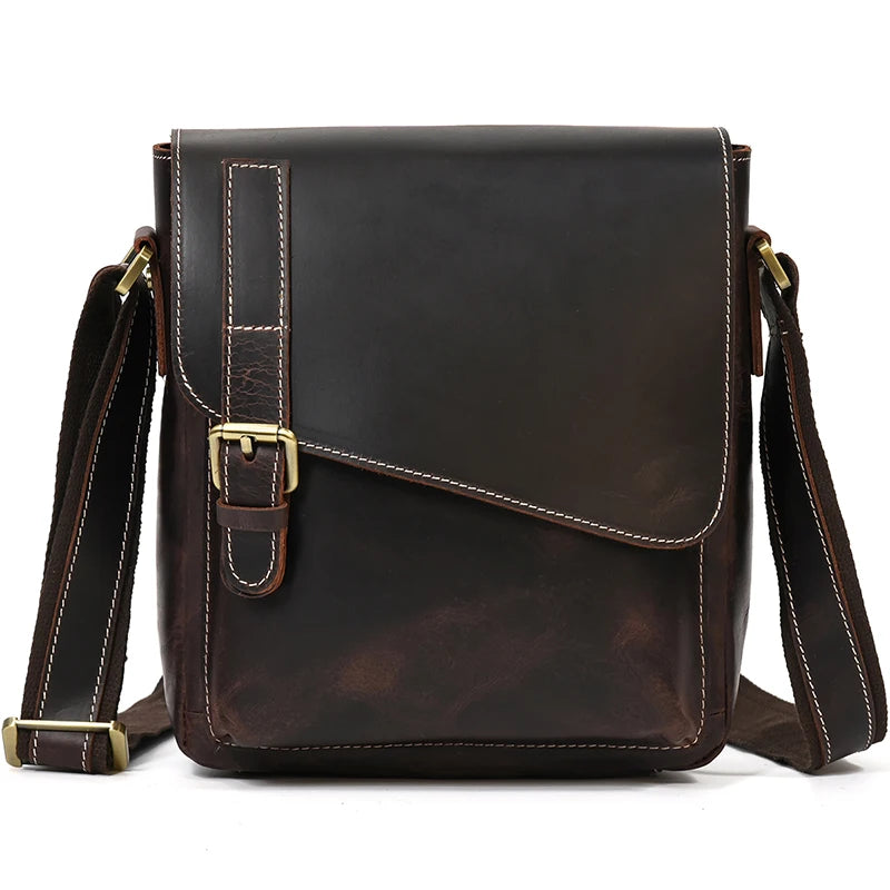 Vintage Cowhide Leather iPad Crossbody Messenger Bag