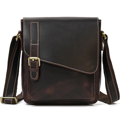 Vintage Cowhide Leather iPad Crossbody Messenger Bag