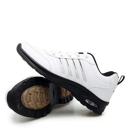 Waterproof Golf Shoes for Man Women Leather Professional Men Rubber Golf Sport Shoes Walking Sneakers Male Cushion Black White - Chicchar Fashion