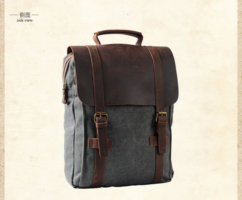 Fashion Male Backpack Leather military Canvas backpack Men backpack women school backpack school bag bagpack rucksack mochila - Chicchar Fashion