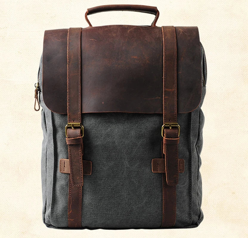 Fashion Male Backpack Leather military Canvas backpack Men backpack women school backpack school bag bagpack rucksack mochila - Chicchar Fashion