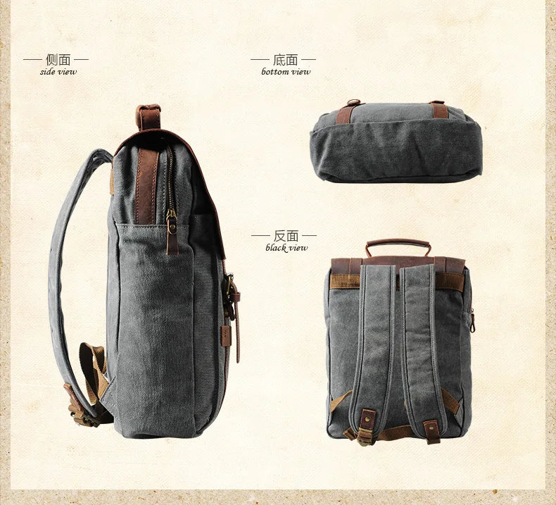 Fashion Male Backpack Leather military Canvas backpack Men backpack women school backpack school bag bagpack rucksack mochila - Chicchar Fashion