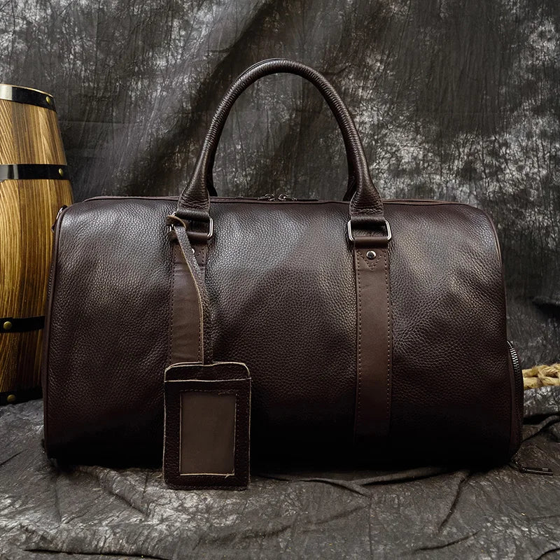 Opulent Voyage: Unisex Leather Travel Duffle Bag