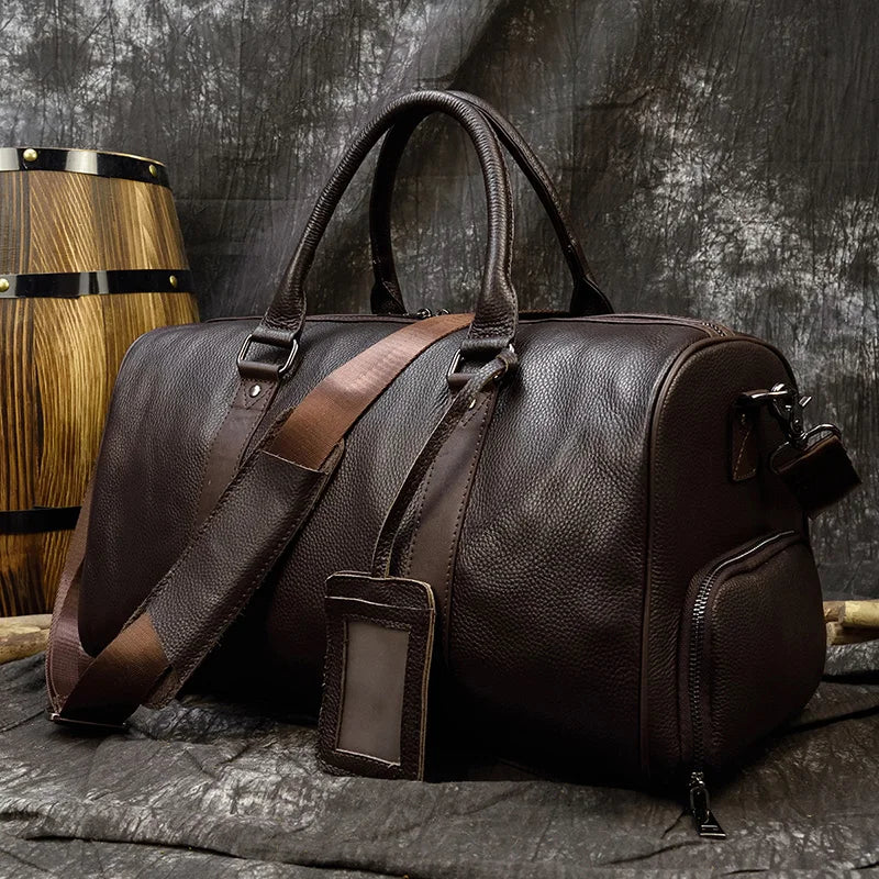 Opulent Voyage: Unisex Leather Travel Duffle Bag
