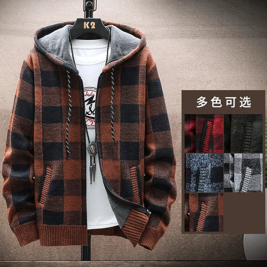 Men's Plaid Wool Zip Hoodie Chicchar Fashion
