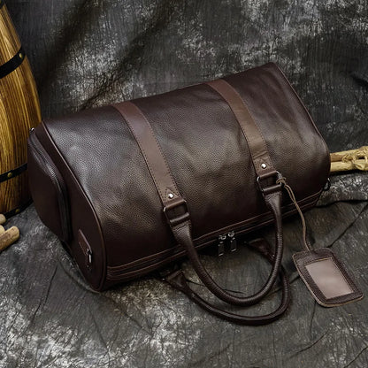 Opulent Voyage: Unisex Leather Travel Duffle Bag