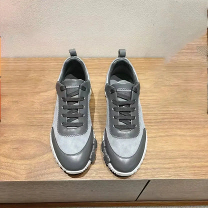 2025 New casual sneakers, European-style genuine leather,fashion, individuality, women's leisure, fashionable flat sports shoes - Chicchar Fashion