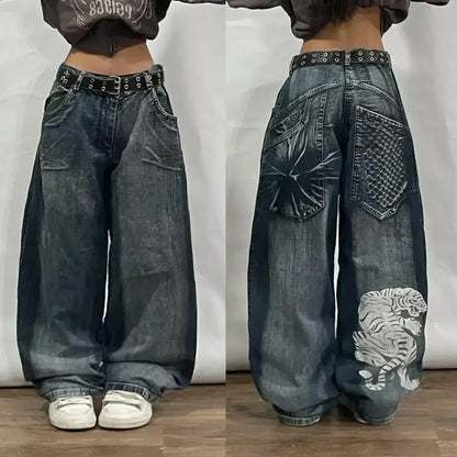 Baggy Embroidered Denim Jeans