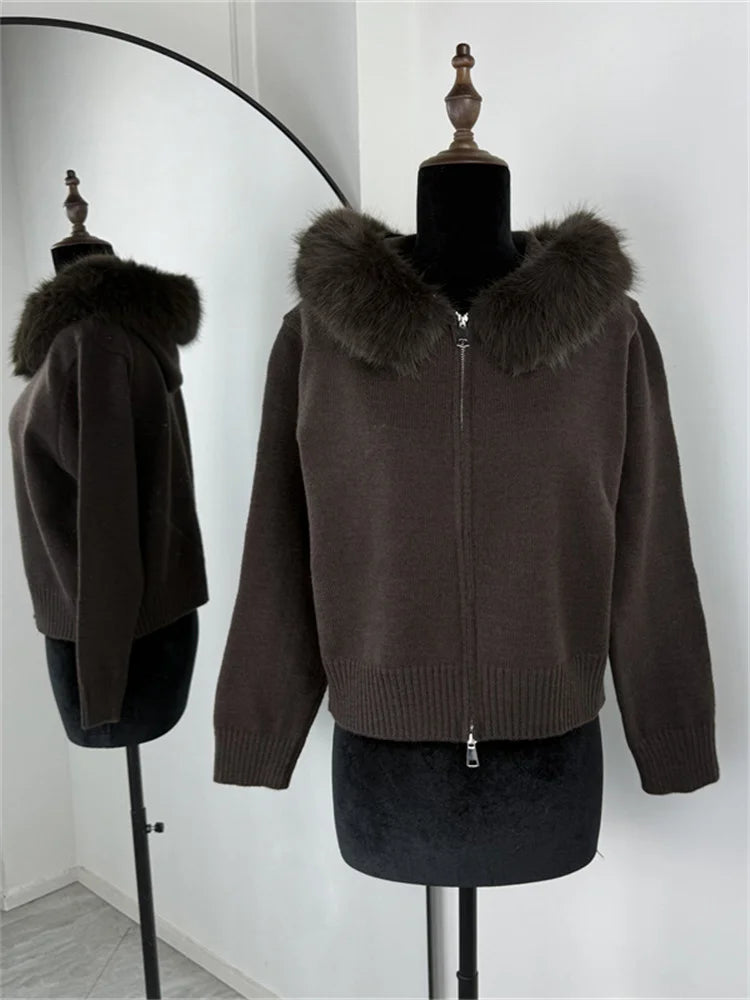 Fluffy Polyester Hooded Jacket Chicchar Fashion