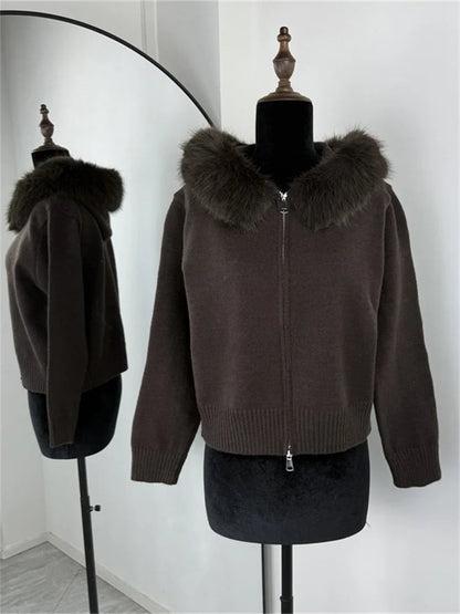 Fluffy Polyester Hooded Jacket Chicchar Fashion