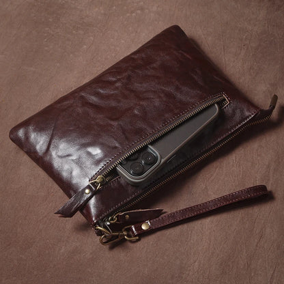 GURO High Quality Men's Real Leather Clutch Luxury Designer Money Pouch Casual Business Handbag Armpit Bag Portable Wristlet Bag - Chicchar Fashion