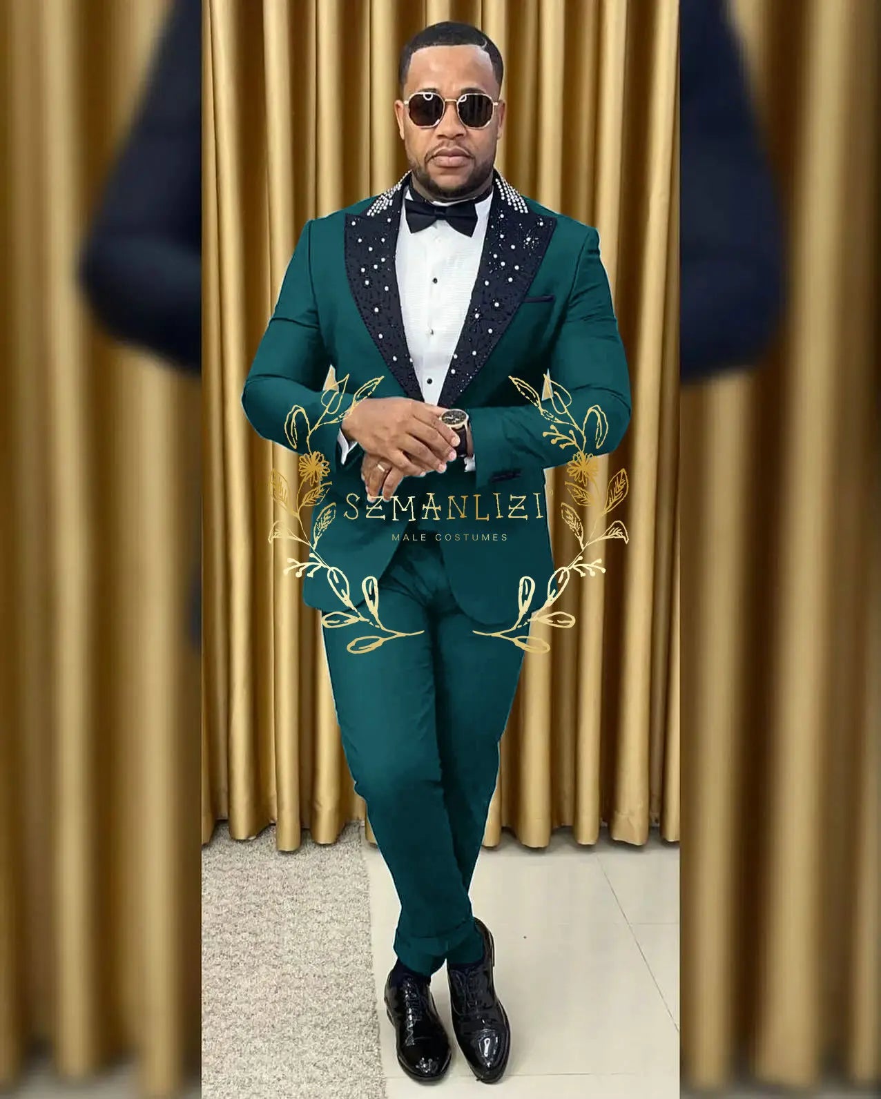 Black Beaded Lapel Tuxedo