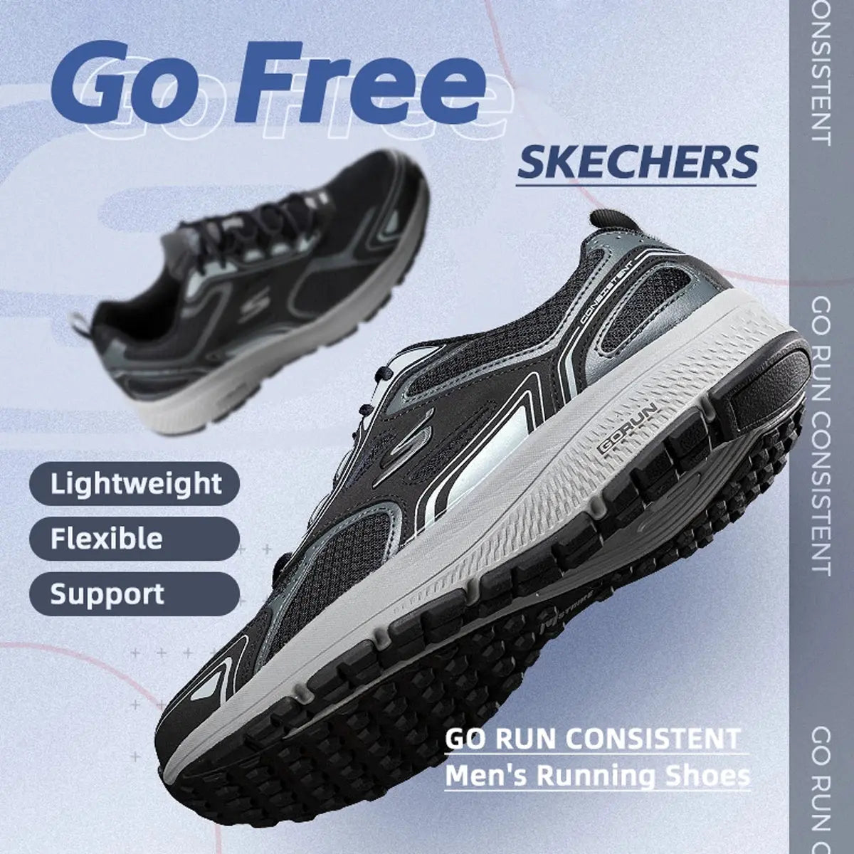 Skechers Running Shoes Soft-Soled Mesh Men's Shoes Outdoor Running Shoes 220034-Bkgy - Chicchar Fashion