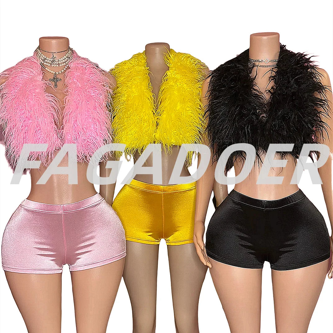 Fur Patchwork Tank & Shorts