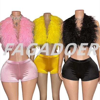 Fur Patchwork Tank & Shorts