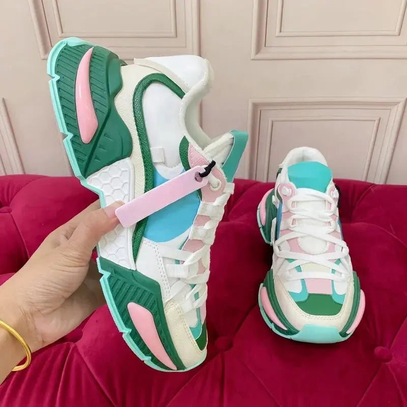 Fashion Sneakers Men Women Neutral Comfort Breathable Round Toe Flats Patchwork Thick Sole Outdoor Sports Casual Walking Shoes - Chicchar Fashion