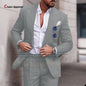 Sky Blue Linen Slim Suit
