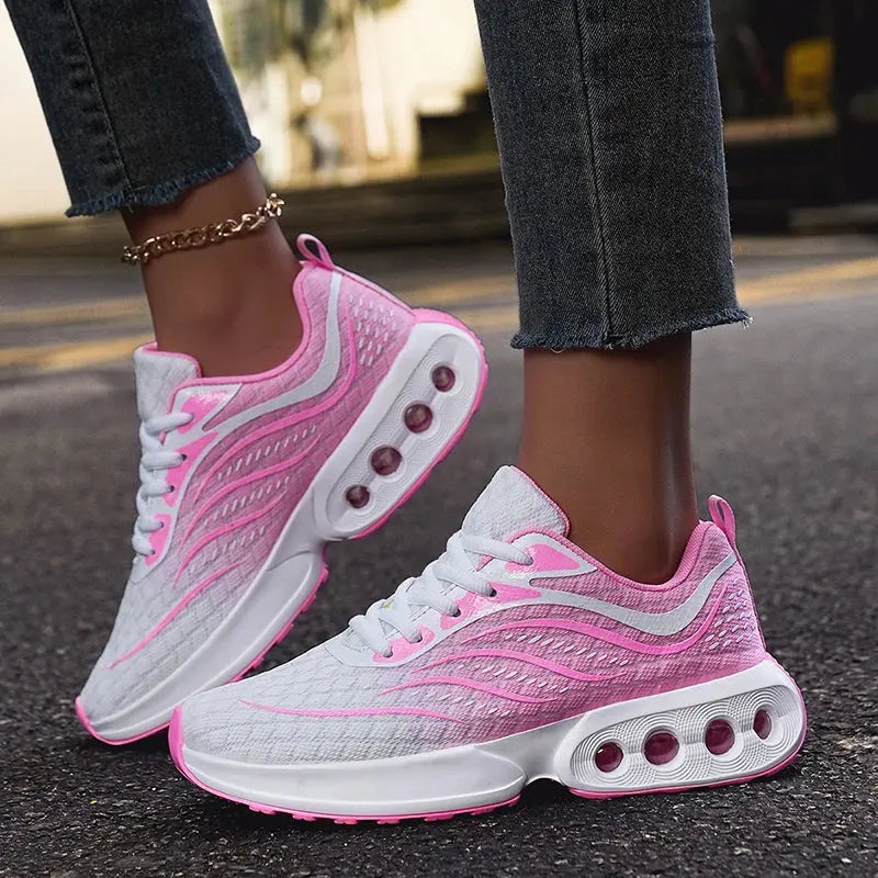 Spring and Autumn New Air cushioned Women's Shoes Mesh Breathable and Lightweight Sneaker Fashionable Casual Running Footwear - Chicchar Fashion