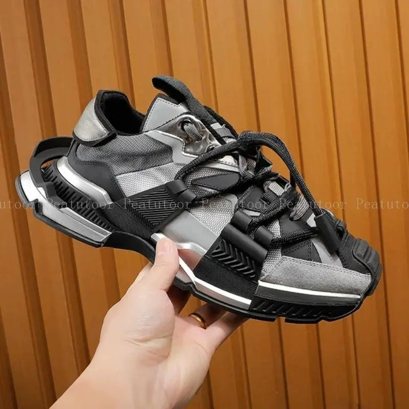 Big Size 35-46 Men Sports Shoes High Quality Women Patchwork Casual Sneakers Sports Running Shoes Lace Up Loafers Platform - Chicchar Fashion