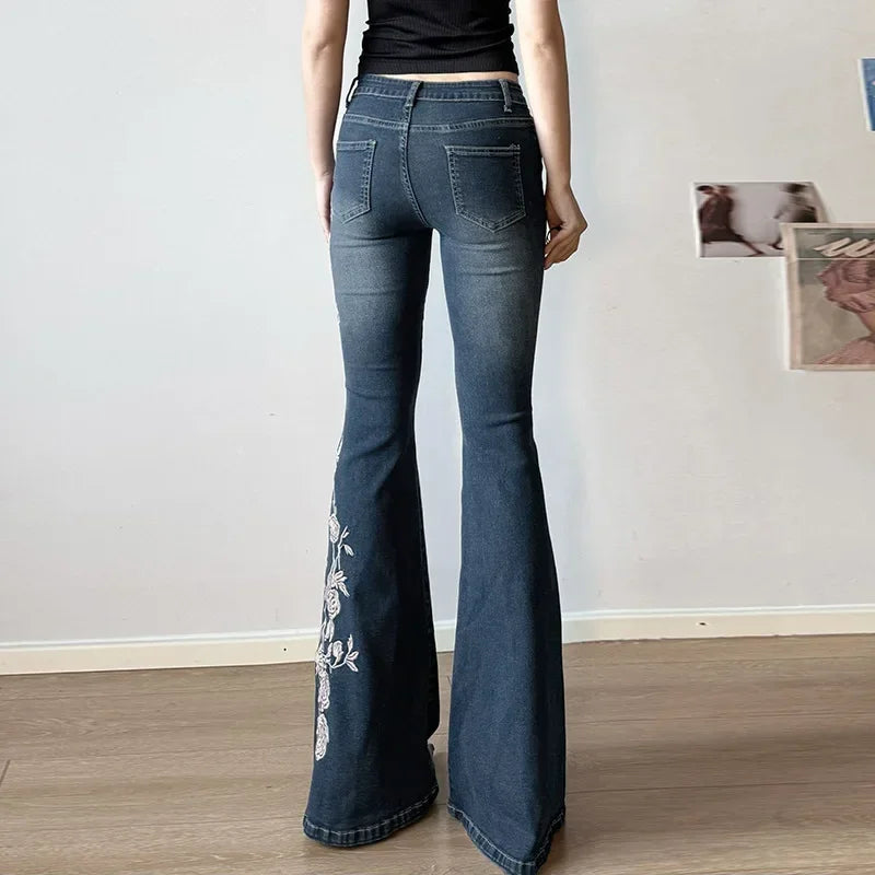 Y2K Floral Embroidered Jeans