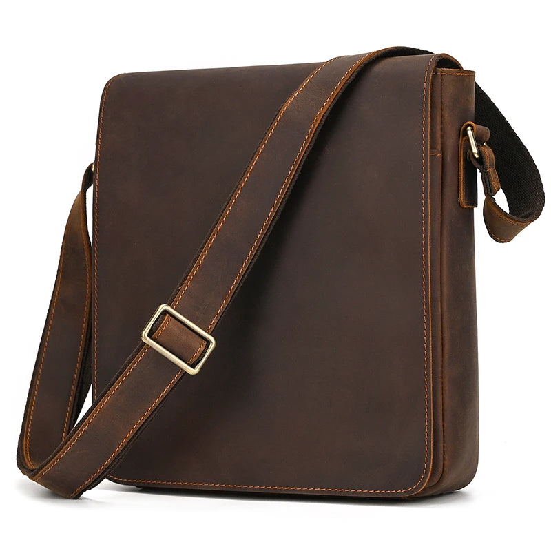 Vintage Cowhide Leather iPad Crossbody Messenger Bag