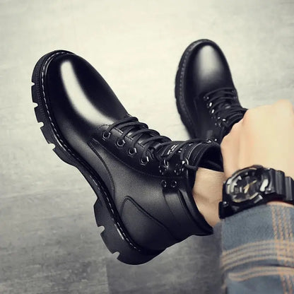 Ankle Boots for Man PU Leather Men's Sports Shoes Autumn Winter Comf High-top Timberland Boot Casual Outdoor Men Motorcycle Boot Chicchar Fashion