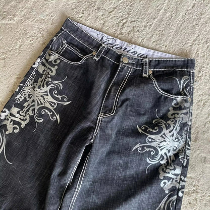 Baggy Embroidered Denim Shorts