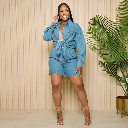 Denim Two-Piece Office Set