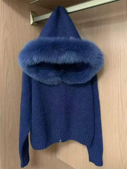 Oversized Hooded Knit Cardigan Chicchar Fashion