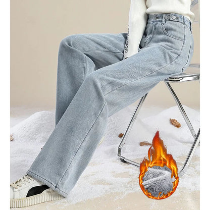 Fleece Lined High Waist Jeans